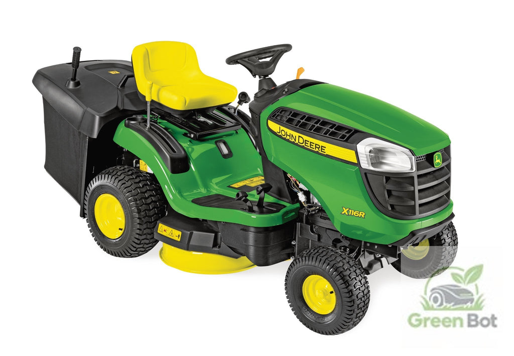 John Deere X116R mit Heckfangkorb