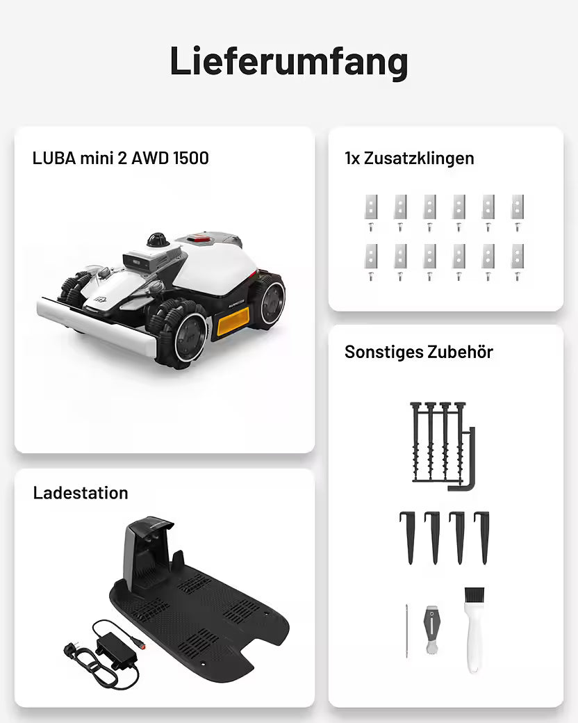MAMMOTION  Rasenmähroboter LUBA Mini 2 AWD 1500 Mähroboter ohne Begrenzungskabel