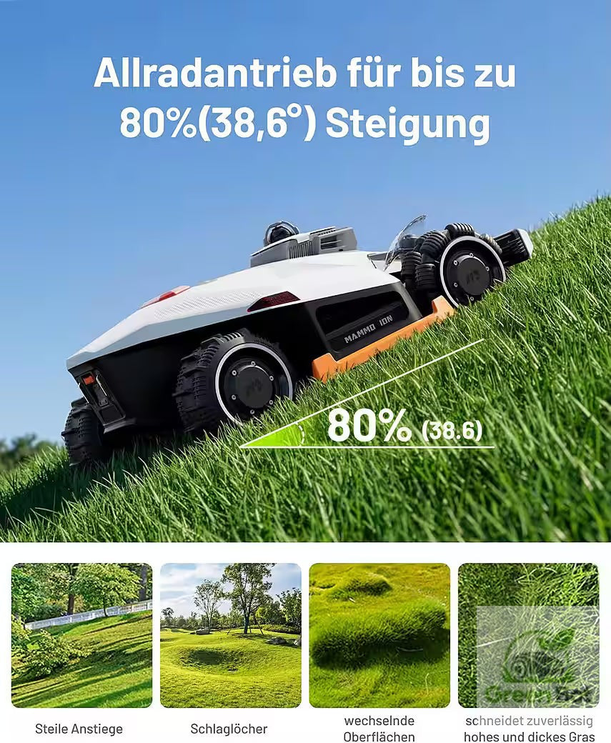 MAMMOTION LUBA 3 AWD 3000 mit Garage – Mähroboter ohne Begrenzungskabel